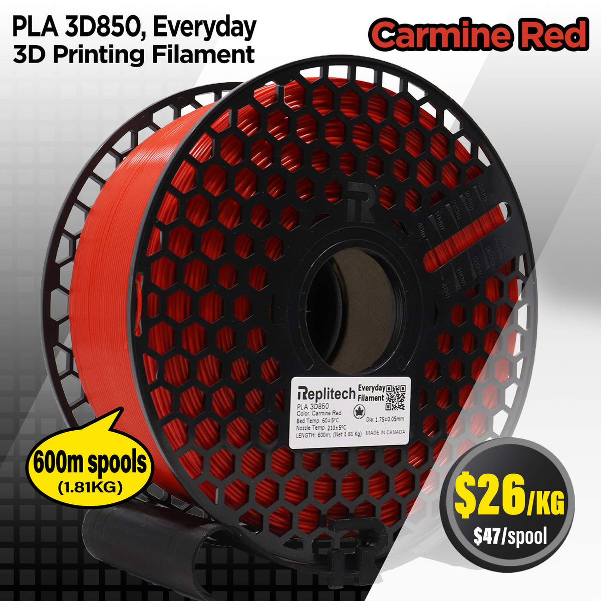 PLA 3D850 Everyday Carmine Red