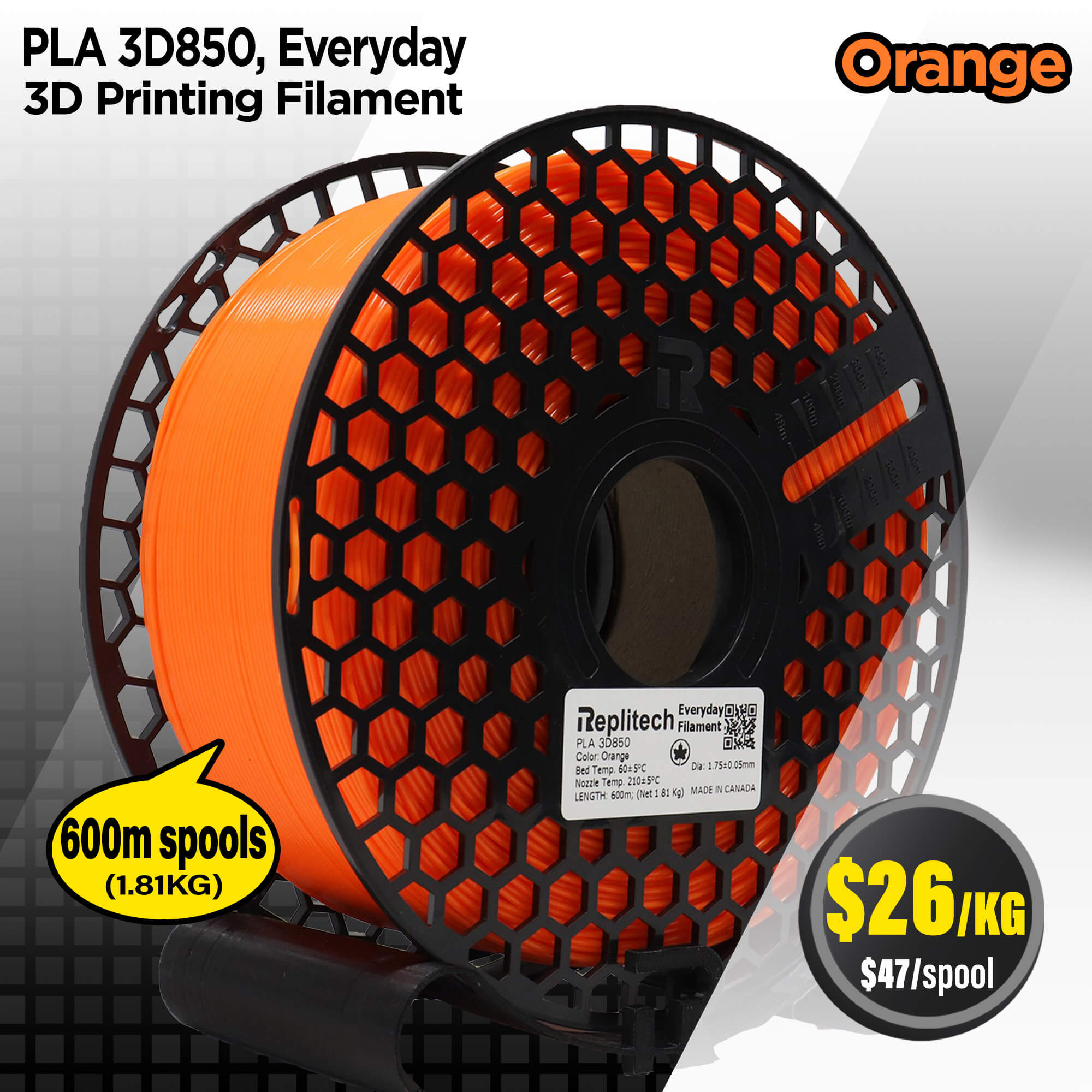 PLA 3D850 Everyday Orange