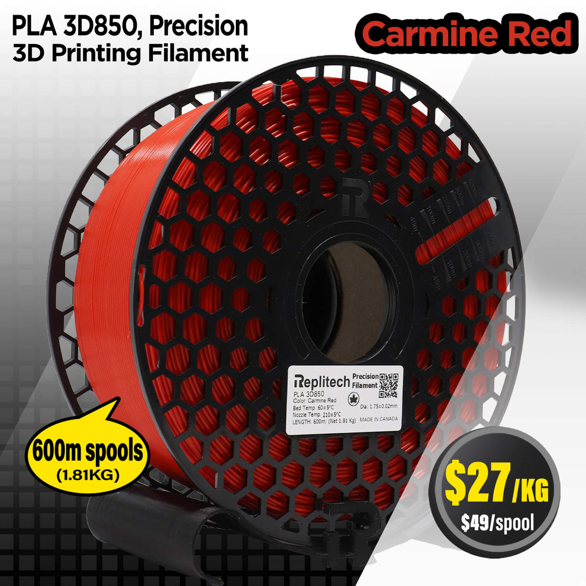 PLA 3D850 Precision Carmine Red