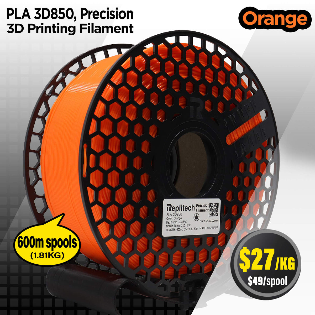 PLA 3D850 Precision Orange