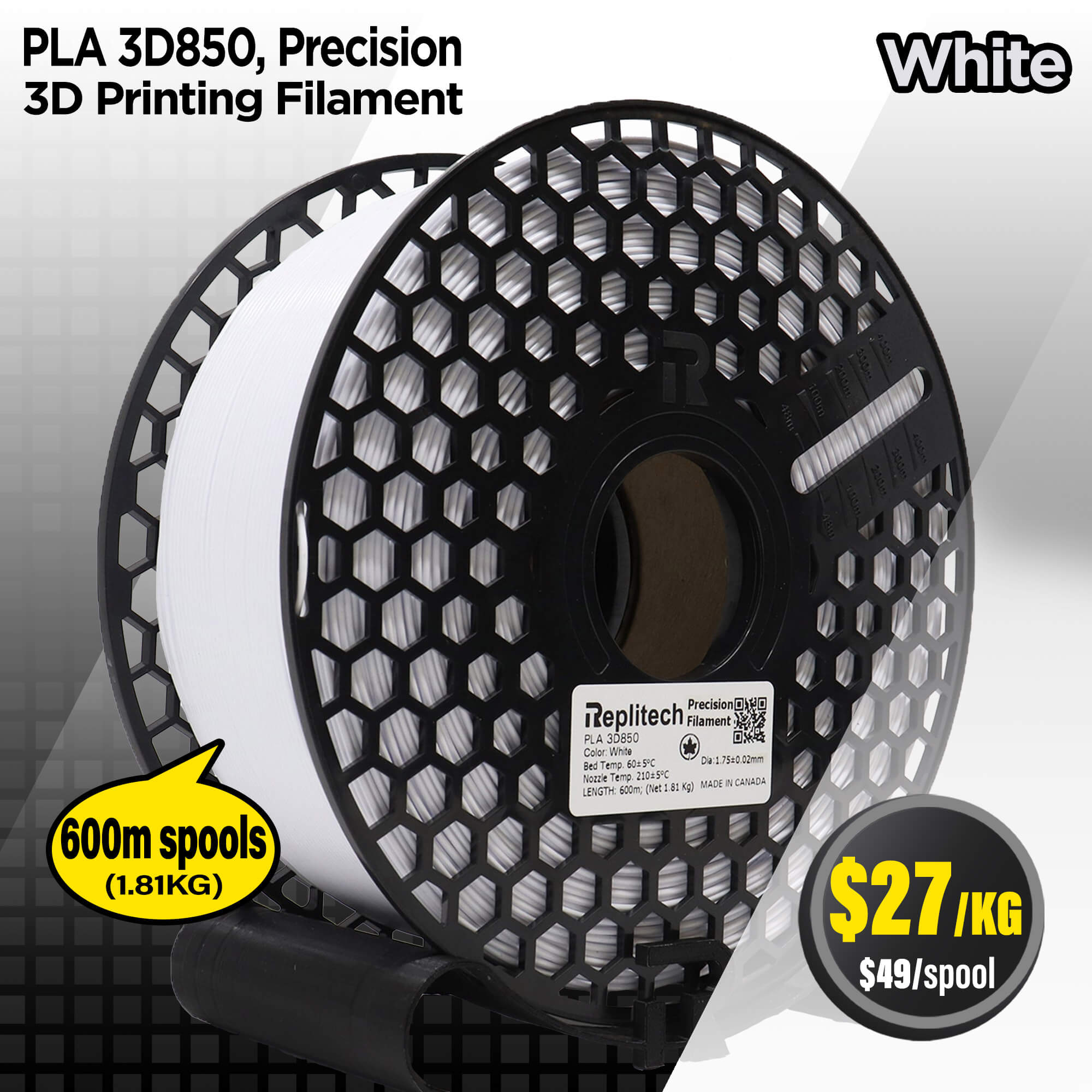PLA 3D850 Precision White