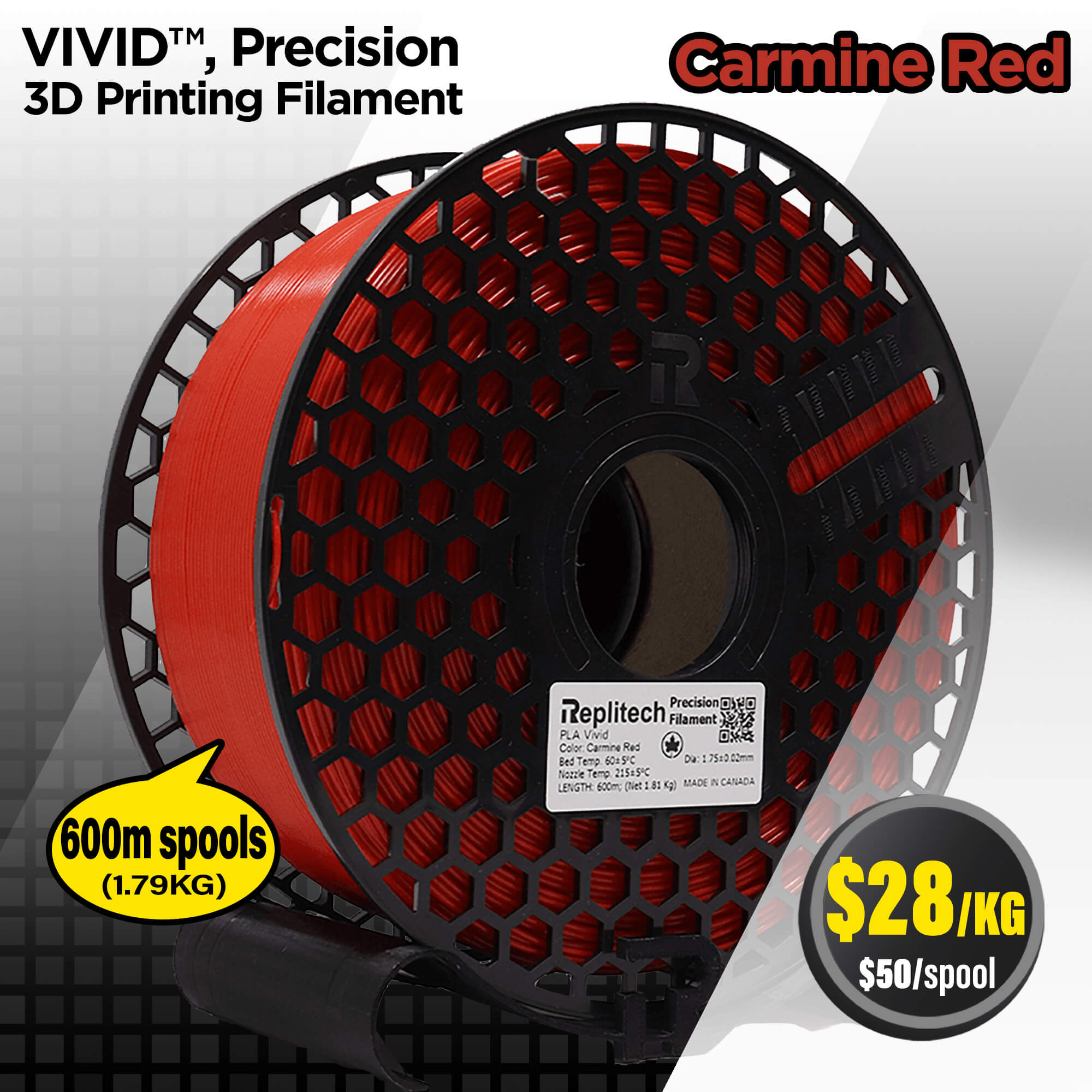 PLA Vivid Precision Carmine Red
