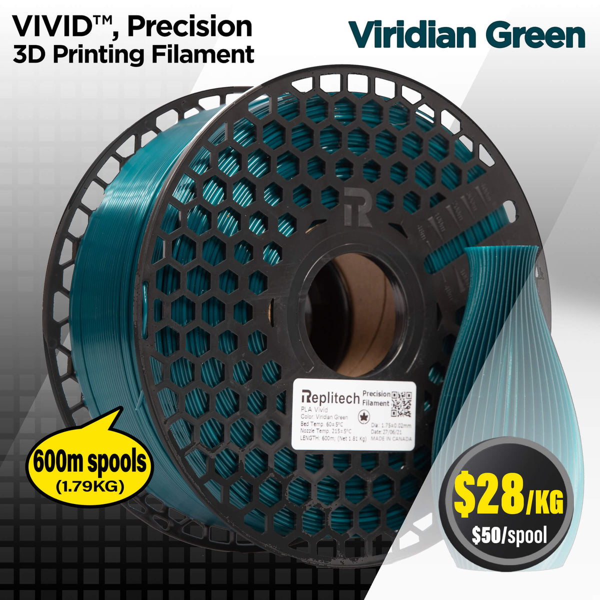 PLA Vivid Precision Viridian Green